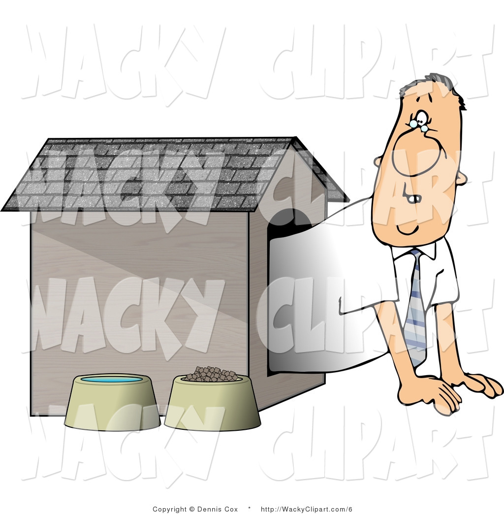 Clipart Of A Husband Emerging From His Punishment Dog House By Djart