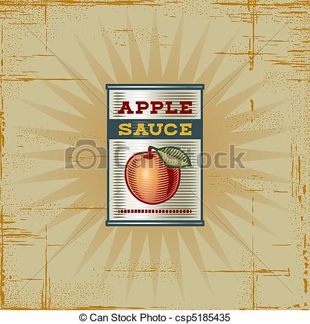 Clipart Vector Of Retro Apple Sauce Can   Retro Apple Sauce Can In
