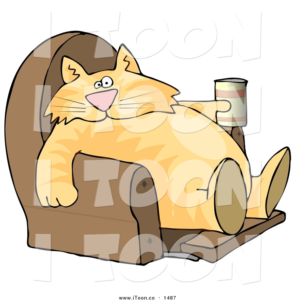 Funny Human Like Orange Kitty Cat Sitting On A Recliner Chair