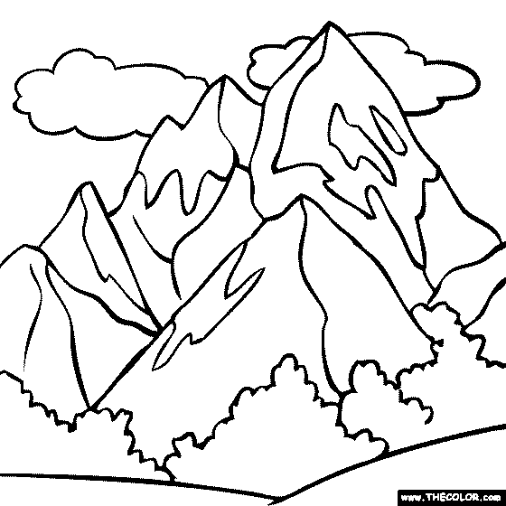 Mountain Coloring Page   Color A Snowy Mountain