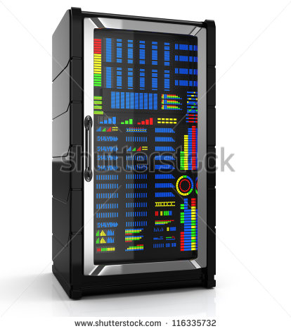 Network Server Rack Isolated On White Background  3d Rendered Image