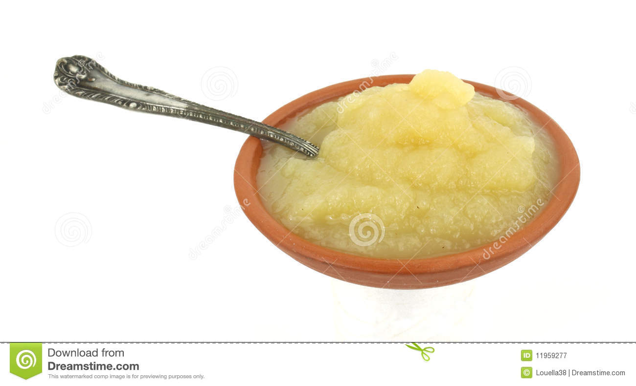 Nice Side View Of Applesauce With Vintage Spoon