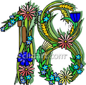 Number 18 Made Of Flowers   Royalty Free Clipart Picture