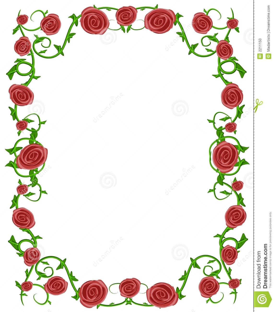 Red And Pink Roses Frame Border For Creating Borders On Paper Or For