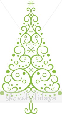 Scroll Christmas Tree Clipart   Christmas Clipart