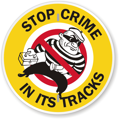 Stop Crime In Its Tracks Sign   Neighborhood Crime Watch Signs Sku  K