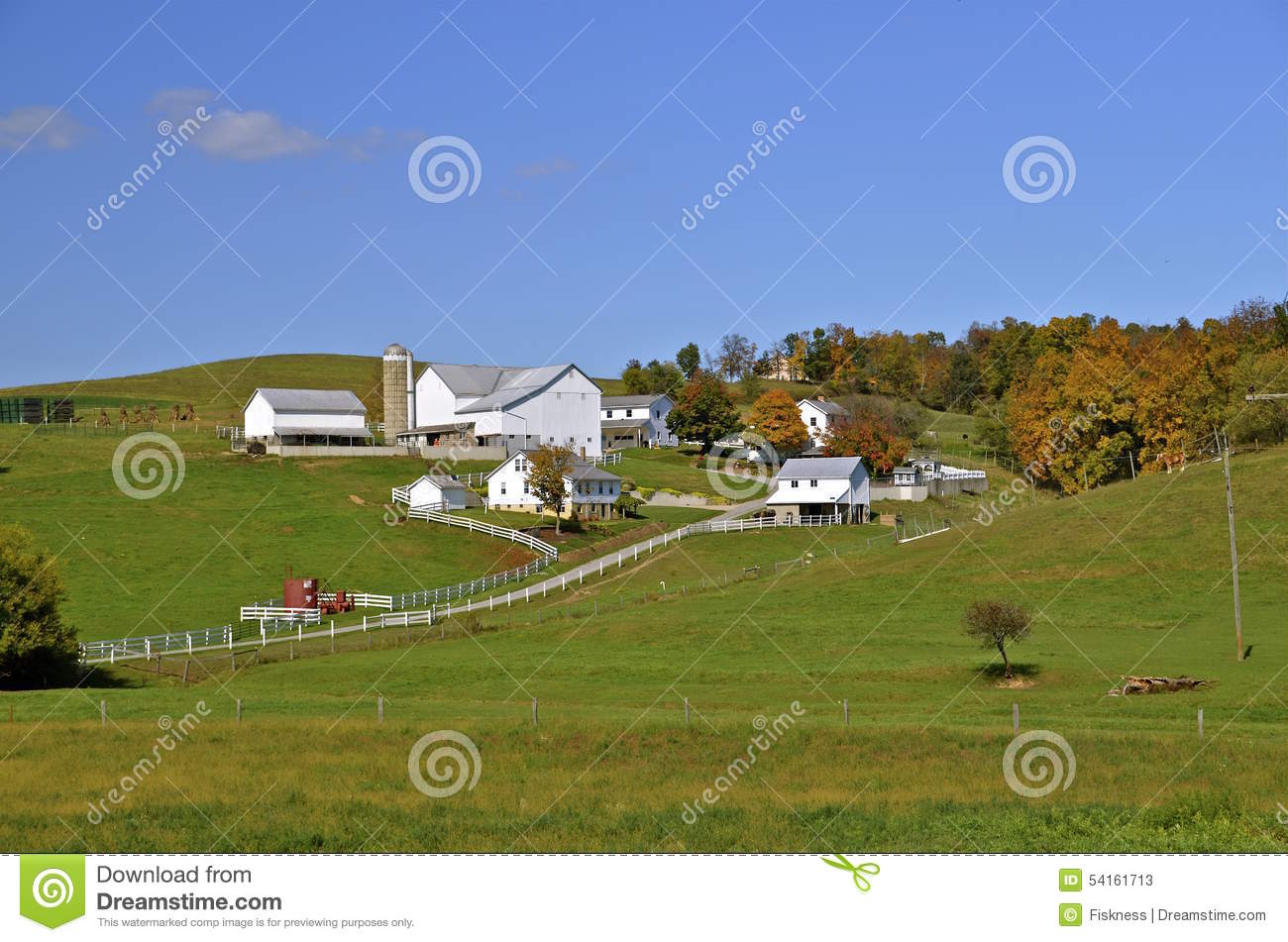 The Beauty Of An Amish Farm In The Distance Of The Rolling Hills