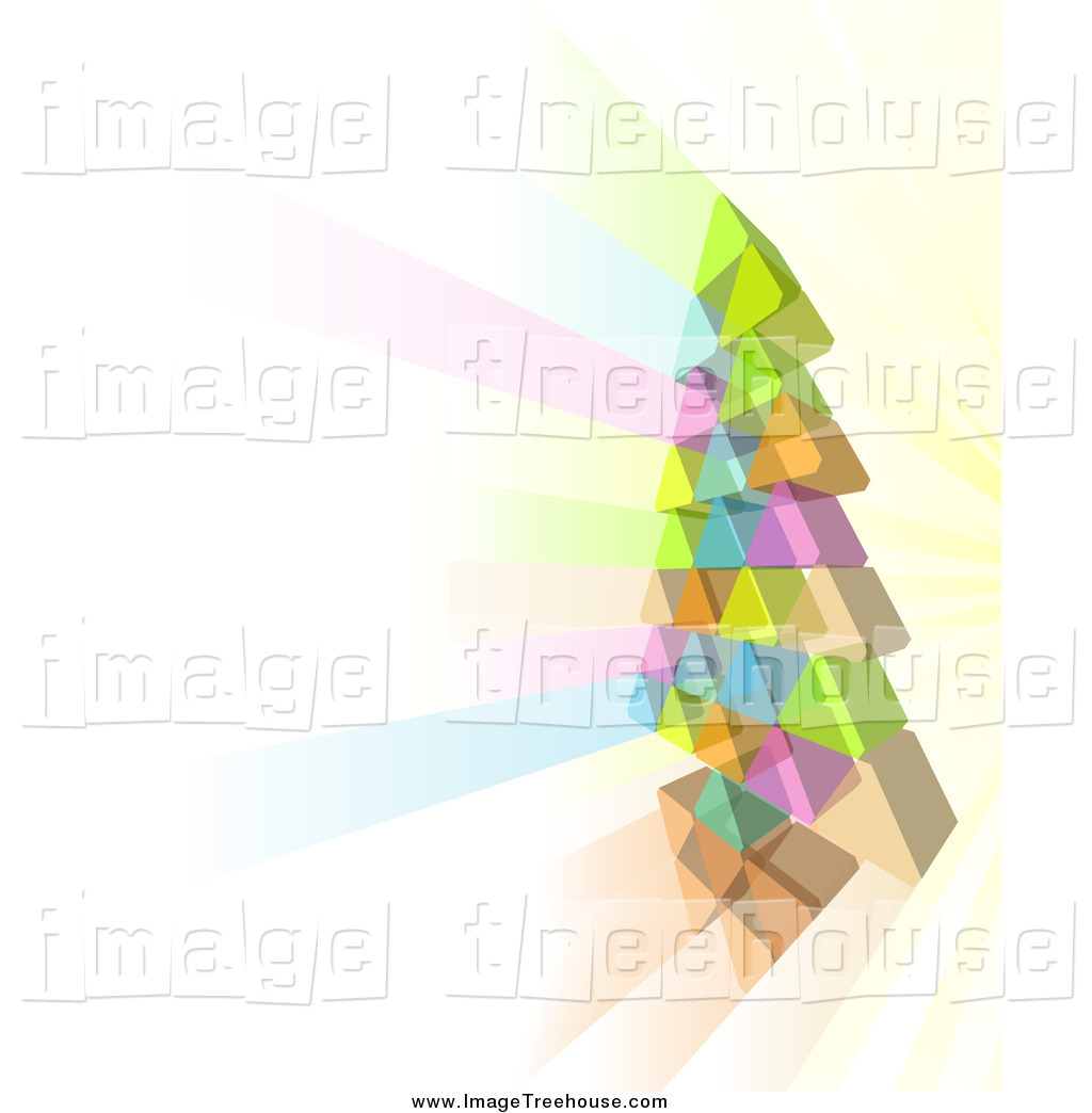 Triangle Christmas Tree And Colorful Rays Tree Clip Art    