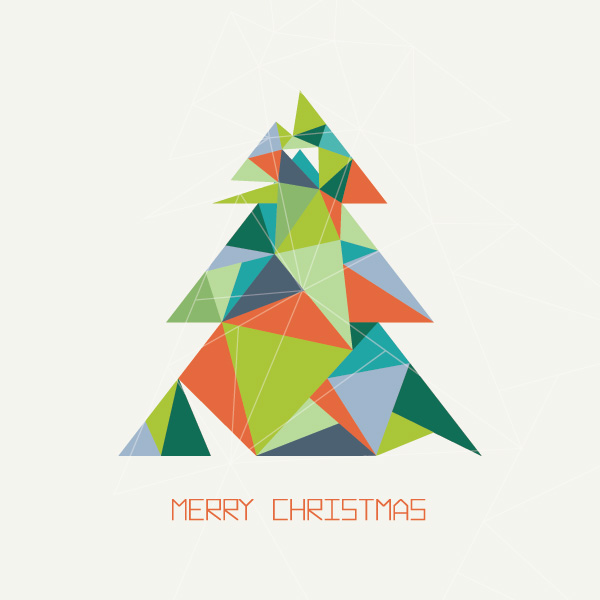 Triangular Christmas Tree Vector Graphic   Merry Christmas Greeting