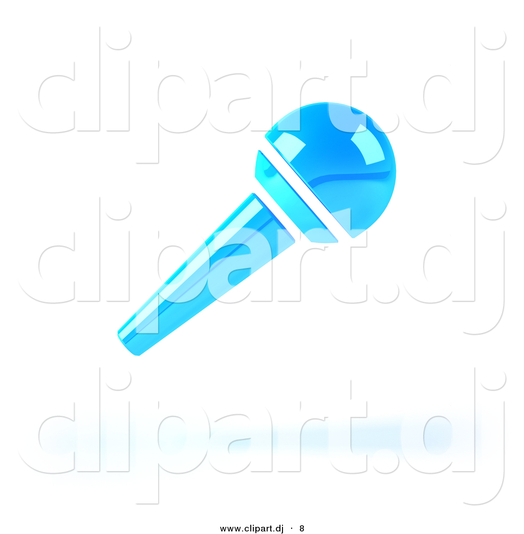 3d Vector Clipart Of A Neon Blue Floating Microphone By Julos    8