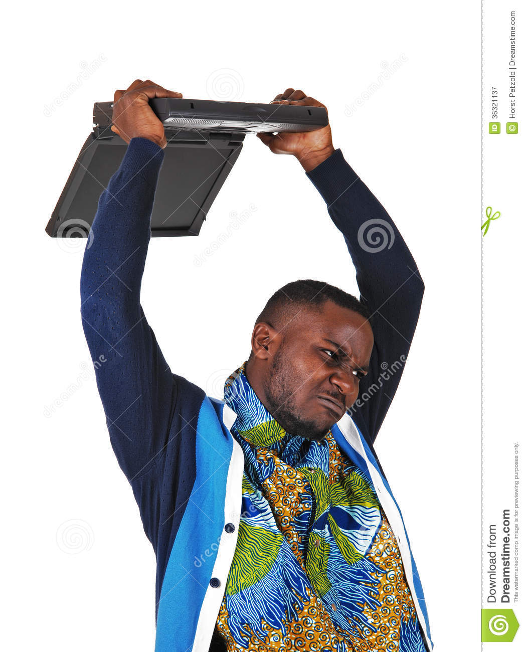 Black Man Throwing His Laptop  Royalty Free Stock Photography   Image    