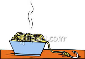 Bowl Of Spaghetti Fishing   Royalty Free Clipart Picture