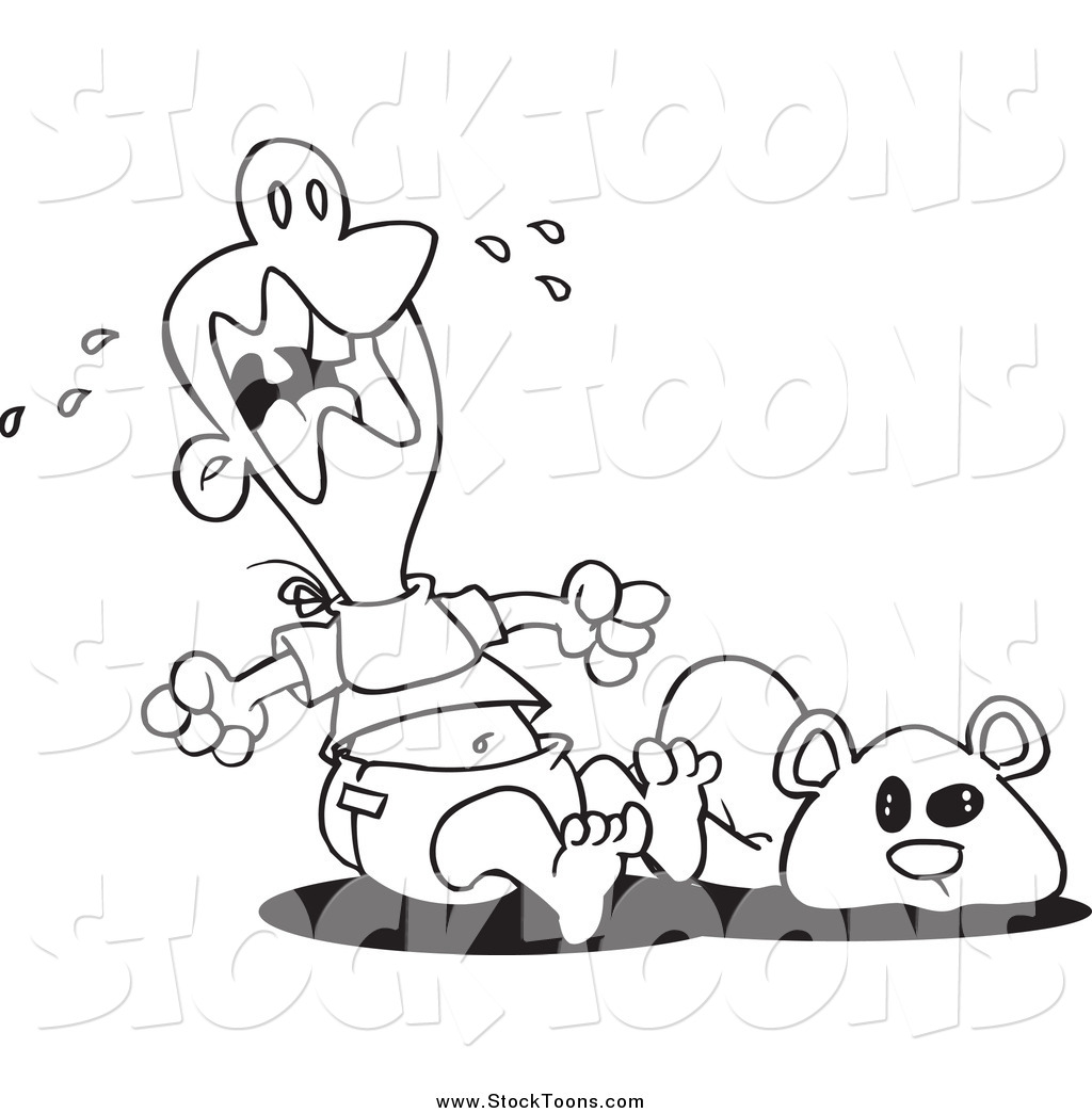 Cartoon Of A Black And White Baby Throwing A Tantrum By Ron Leishman