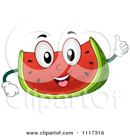 Cartoon Of A Happy Watermelon Giving A Thumb Up   Royalty Free Vector