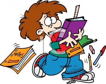 Clip Art  Schoolboy Overloaded With Books And Supplies
