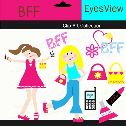 Clipart Bff Girlfriends Instant Download Clip Art Cards Digital