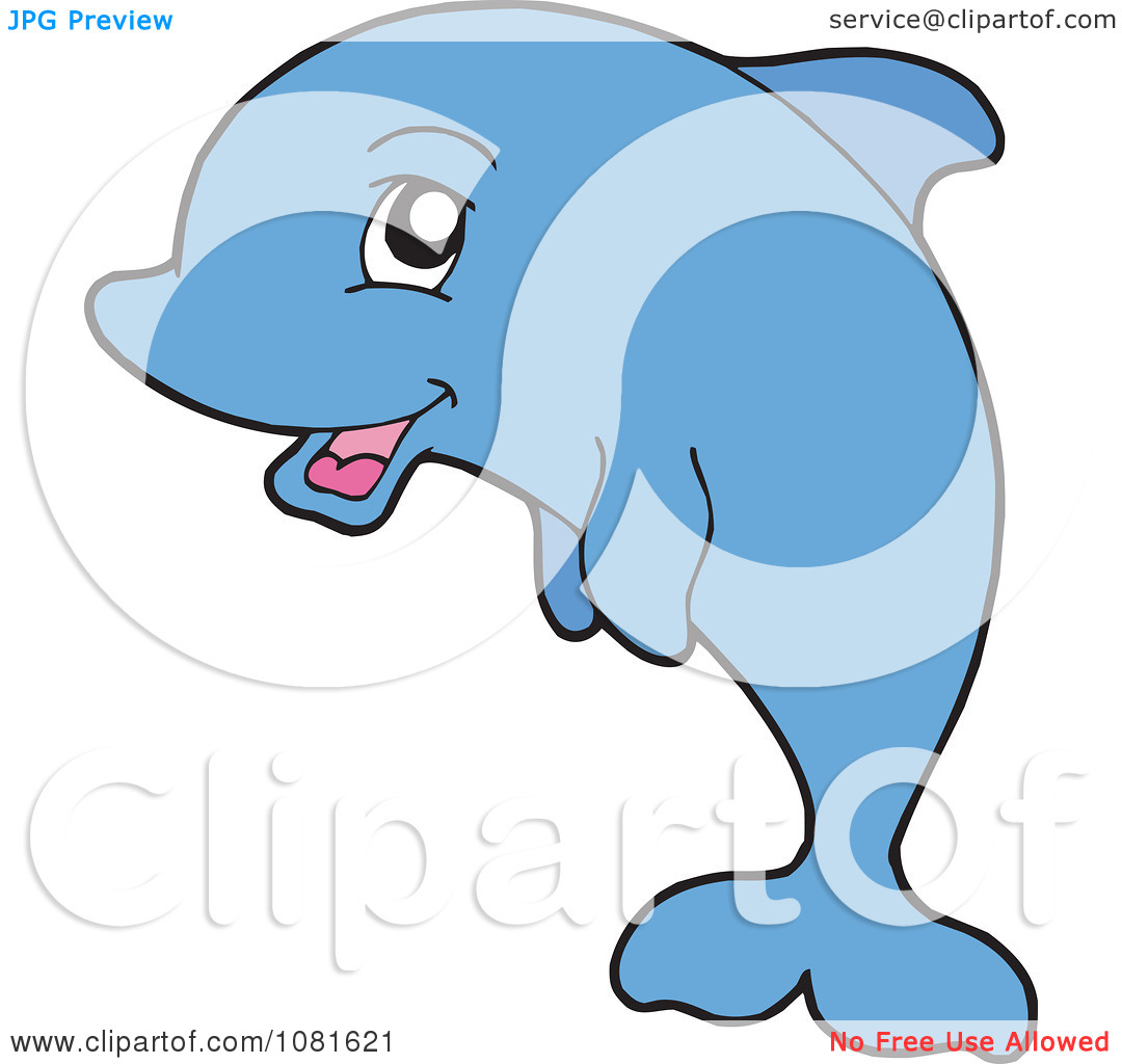 Clipart Happy Blue Dolphin   Royalty Free Vector Illustration By