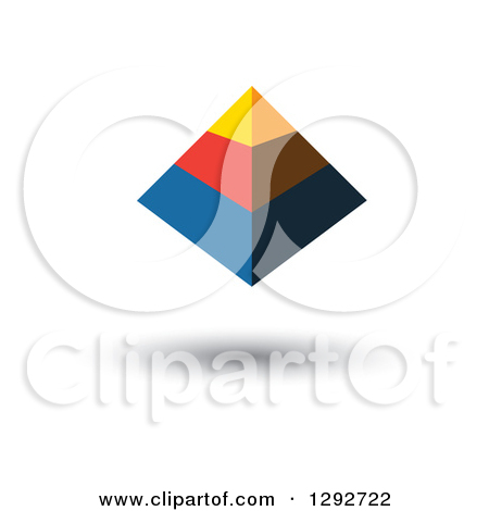 Clipart Of A Floating Yellow Red And Blue 3d Pyramid   Royalty Free