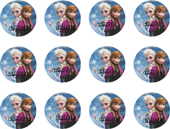 Disney Frozen Anna And Elsa 2 Inch Round Edible Cupcake Toppers