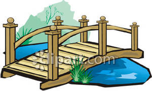 Footbridge Over A Pond   Royalty Free Clipart Picture
