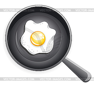 Fried Egg On Frying Pan   Vector Clipart