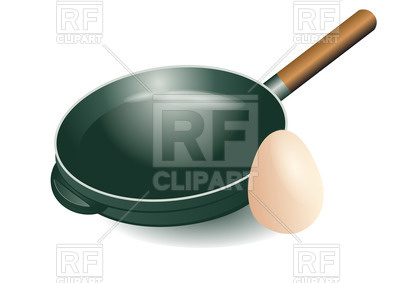 Frying Pan And Egg Food And Beverages Download Royalty Free Vector