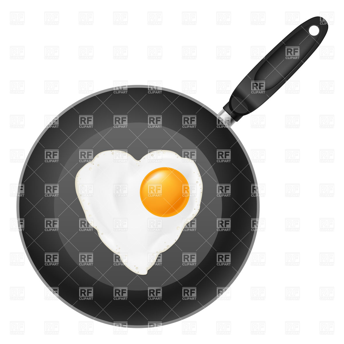 Frying Pan With Heart Shaped Fried Egg Download Royalty Free Vector