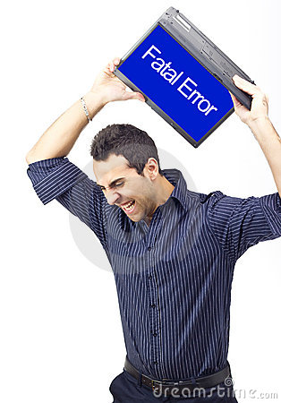 Man Throwing Laptop Because Of A System Error Stock Image   Image    