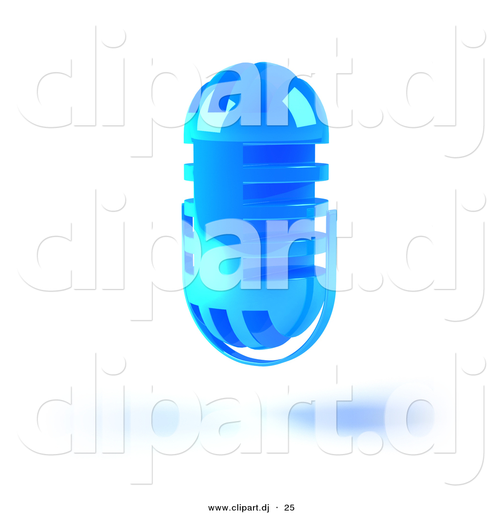 Of A Blue Floating Microphone Head Music Clip Art Julos