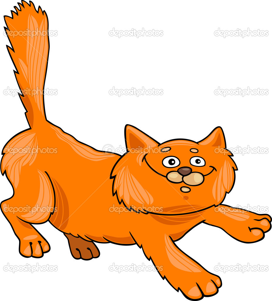 Running Red Fluffy Cat   Stock Vector   Izakowski  10760969