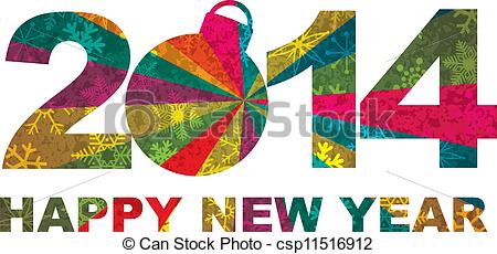 Vector   2014 Happy New Year Numerals   Stock Illustration Royalty