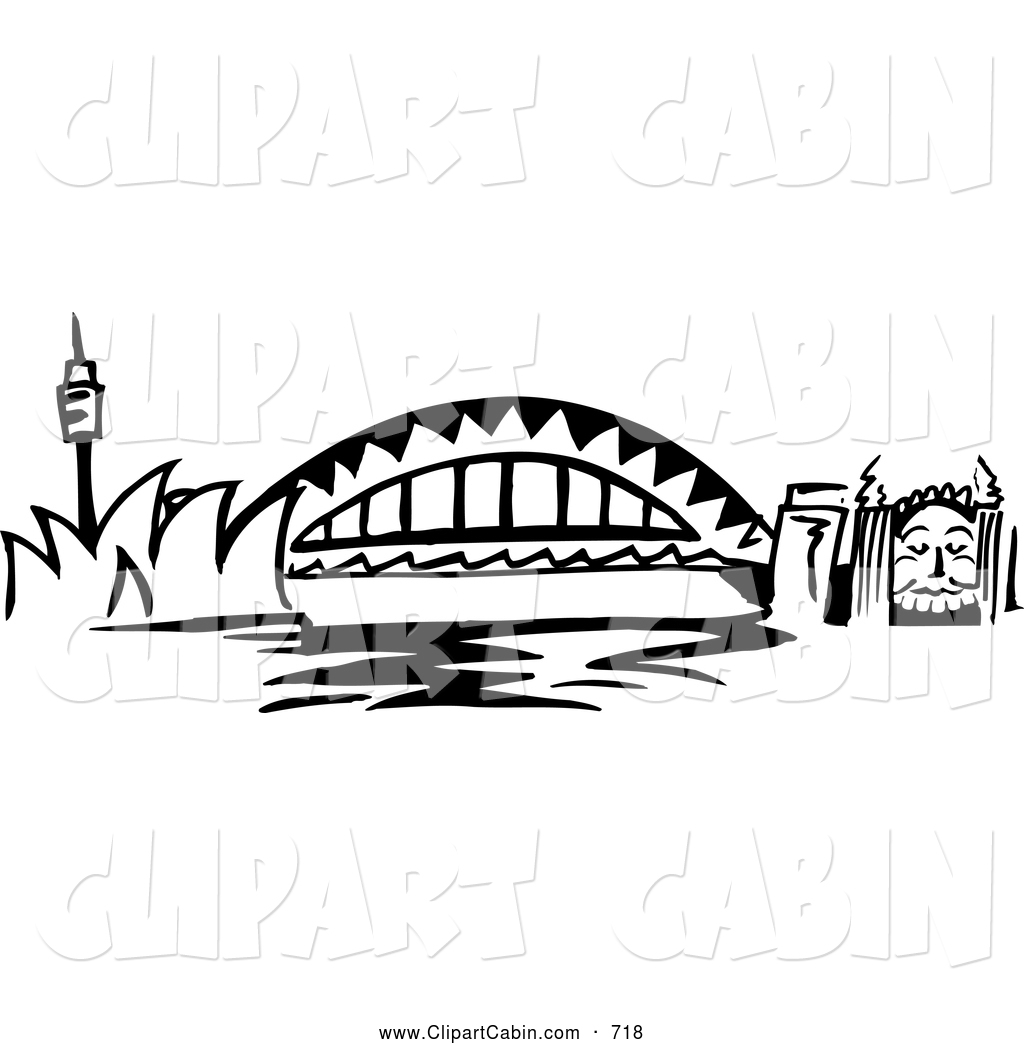 Vector Clip Art Of A Black And White Arched Sydney Harbour Bridge    