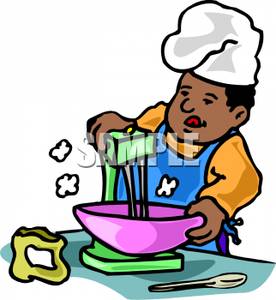 American Chef Mixing Ingredients   Royalty Free Clipart Picture