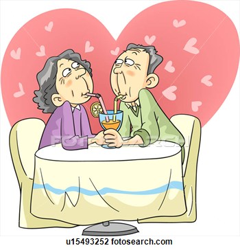 Art Elderly Couple Sharing Drink Fotosearch Search Clipart Clipart