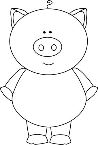 Black And White Pig Clip Art Image   Black And White Outline Of A Pig