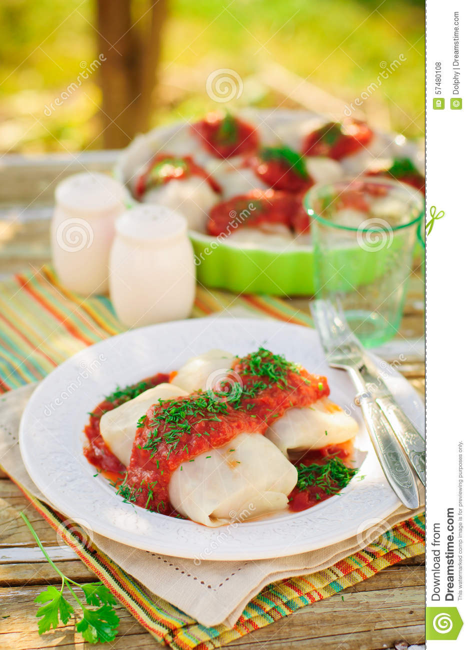 Cabbage Rolls With Tomato Sauce And Dill Russian Golubtsy Polish