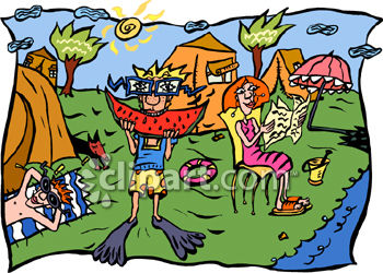 Cartoon Clipart Picture Of People Camping In The Summer