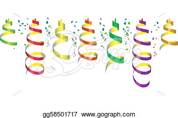 Clip Art   Party Streamers And Confetti  Stock Illustration Gg58501717