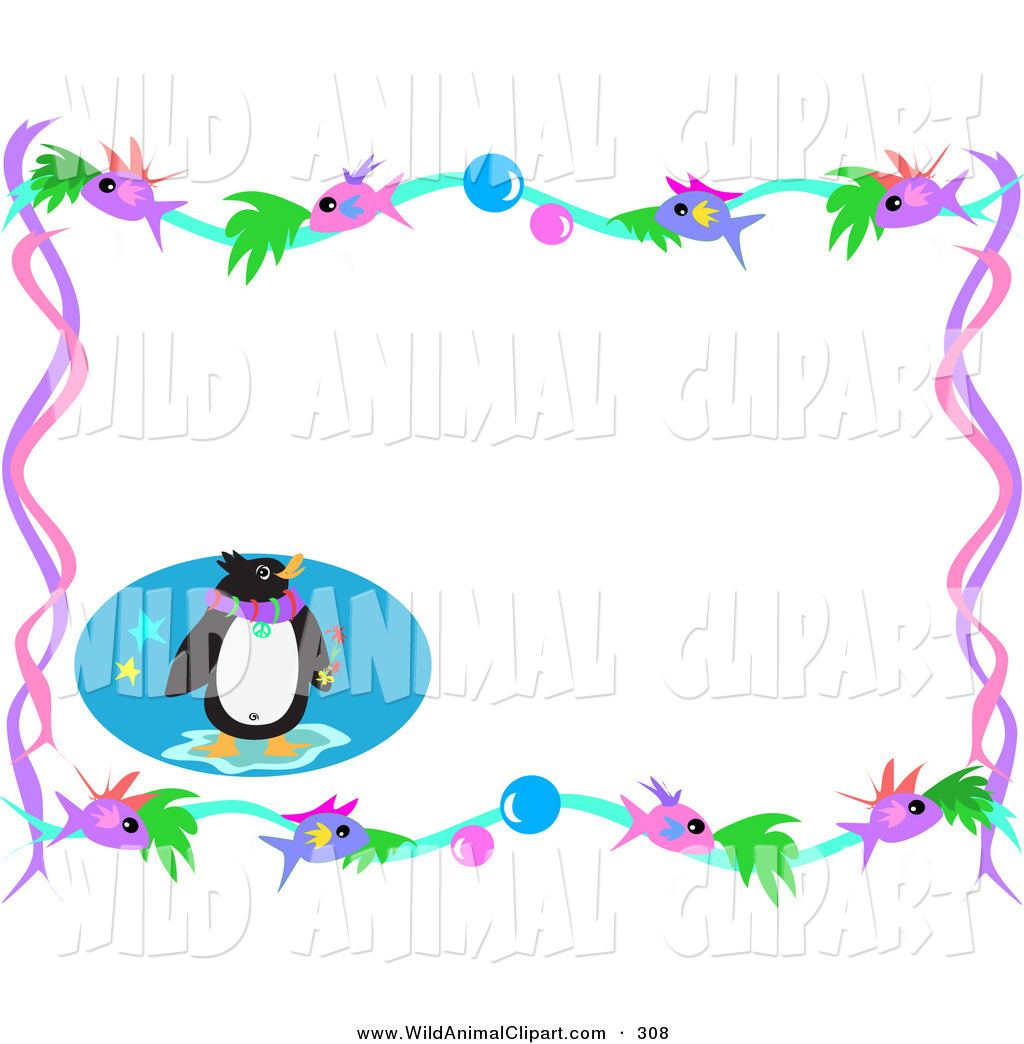 Corner Of A Stationery Background With A Border Of Bubbles And Fish