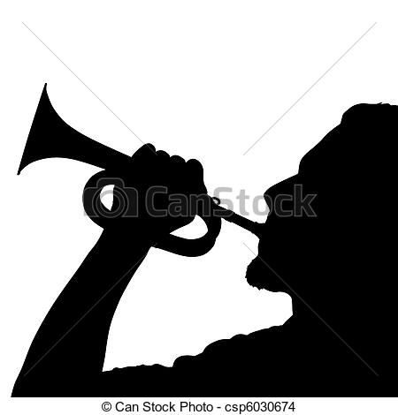 Eps Vector Of Play Trumpet   Silhouette Of A Man Playing Trumpet