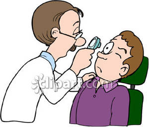Eye Doctor Examining A Patient   Royalty Free Clipart Picture
