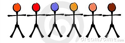 Illustration Of Stick Figure People Representing Racial Equality