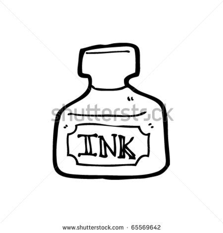 Ink Pot Cartoon   Stock Vector