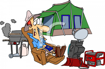 Man Camping With All The Comforts Of Home   Royalty Free Clip Art