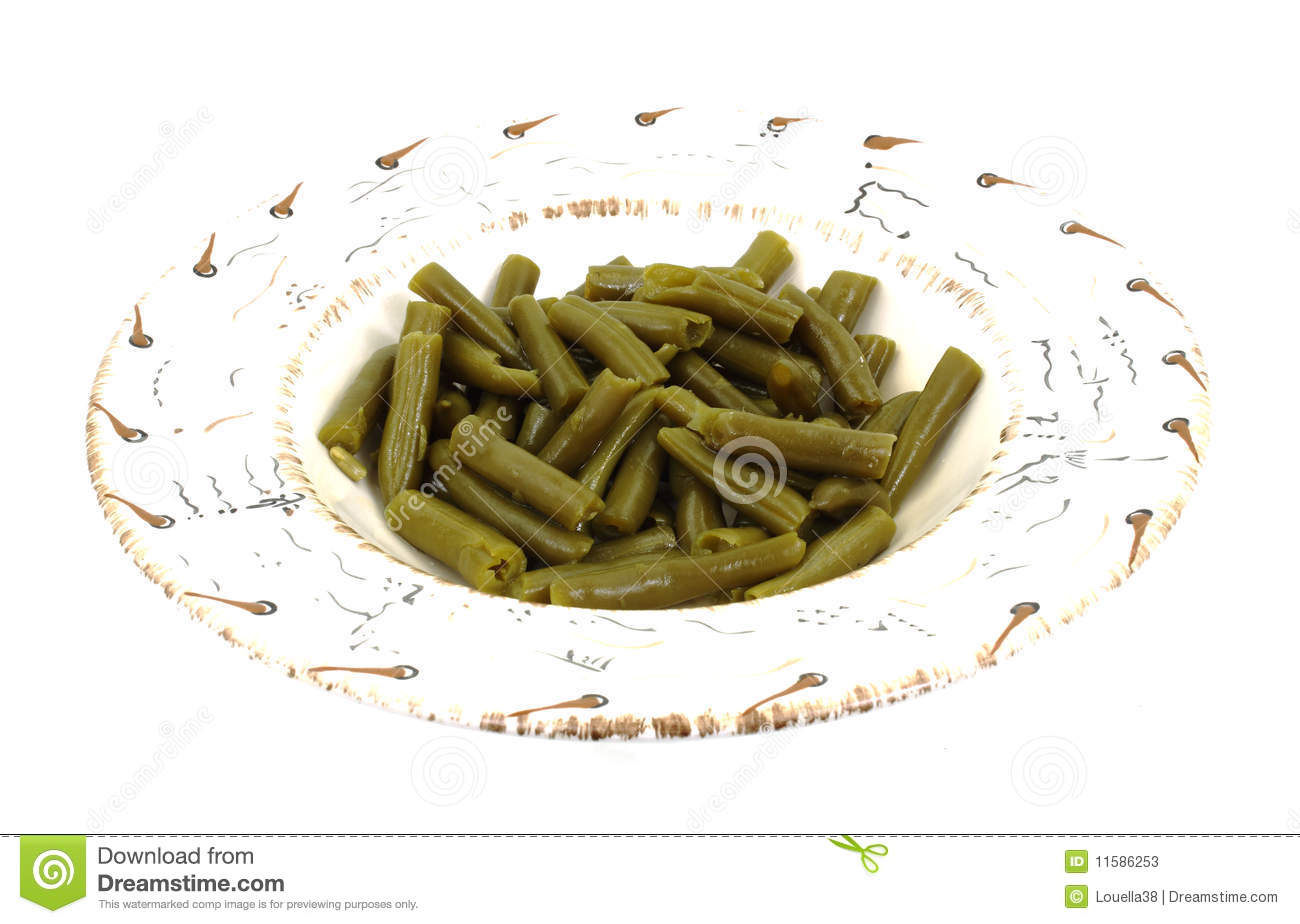 Nice Side View Of Canned Green Beans In An Interesting Dish 