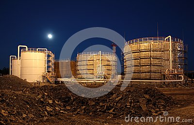Oil Reservoir Construction Energetics Gas Night Oil Overpass Petroleum