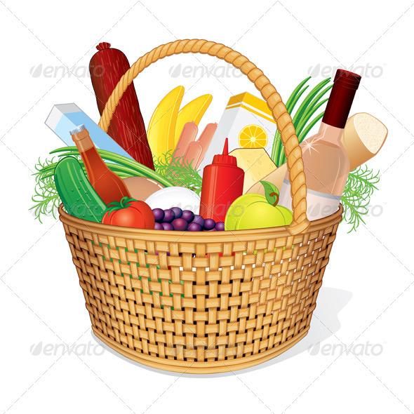 Picnic Hamper With Food   Food Objects