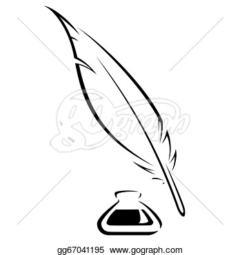       Quill And Ink Pot Black Vector Icon  Clipart Drawing Gg67041195