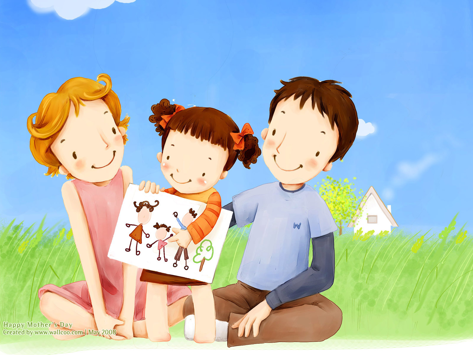 Resolution Cartoon Illustraion Of Family Love 1600 1200 No 1 Wallpaper