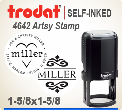 Self Inking Trodat 4642 Artsy Art Stamper   Name   Address